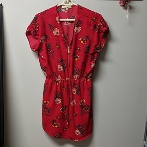 Red knee high dress, zip front